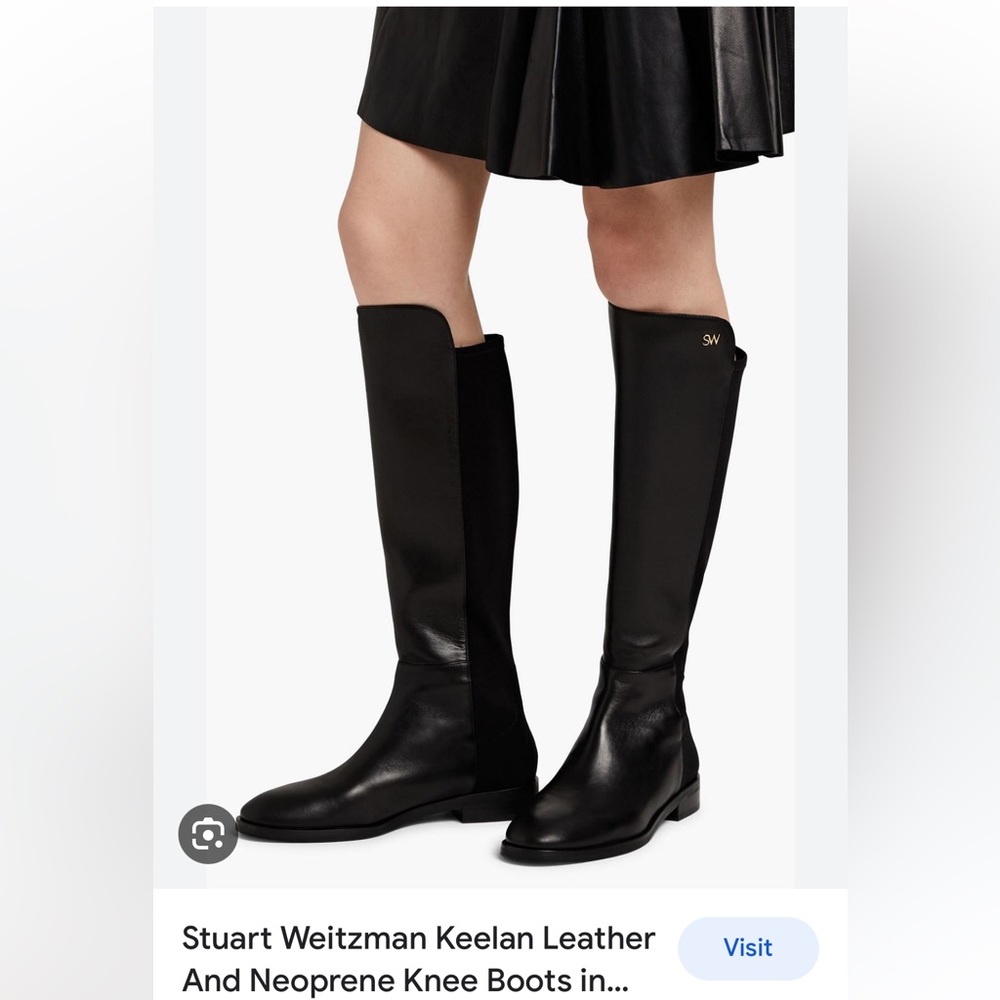 Women's Black Keelan Leather And Neoprene Knee Boots NWT